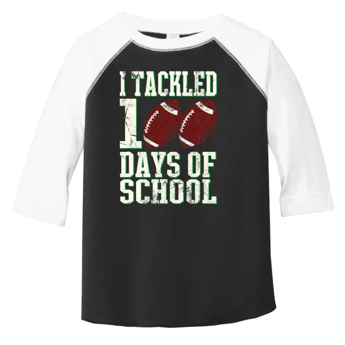 I Tackled 100 Days Of School Football Theme 100th Day Toddler Fine Jersey T-Shirt