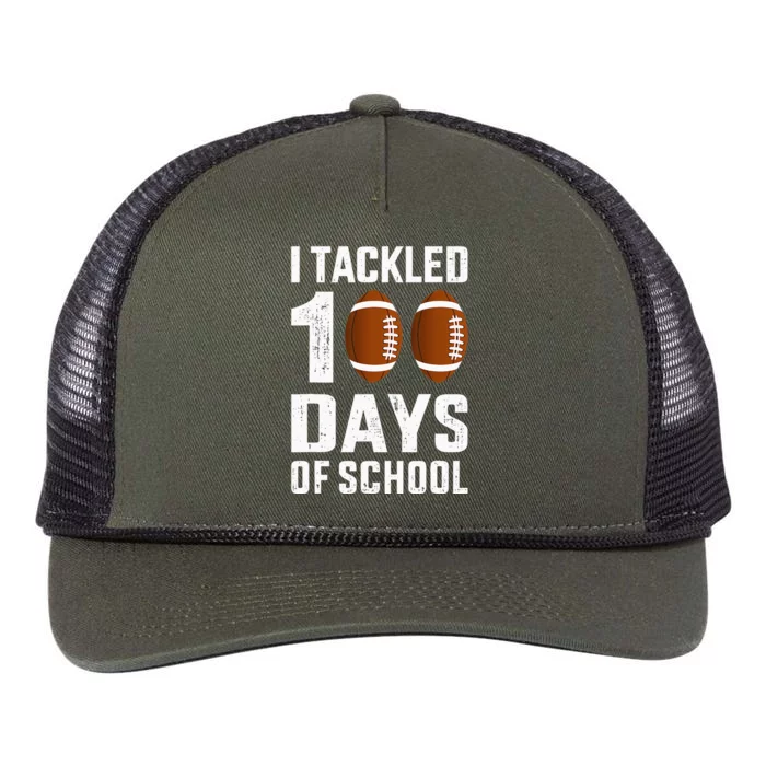 I Tackled 100 Days School 100th Day Football Student Teacher Retro Rope Trucker Hat Cap