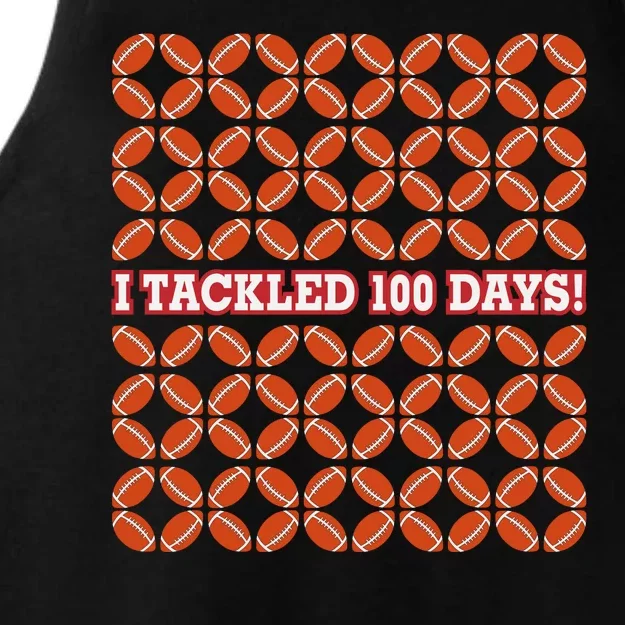 I Tackled 100 Days Football School Celebration Ladies Tri-Blend Wicking Tank