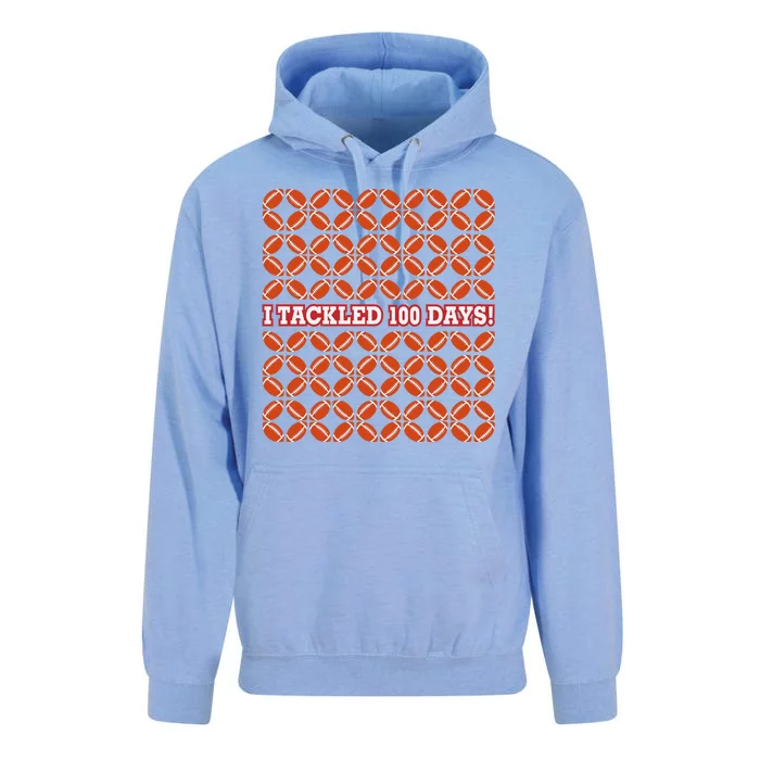 I Tackled 100 Days Football School Celebration Unisex Surf Hoodie