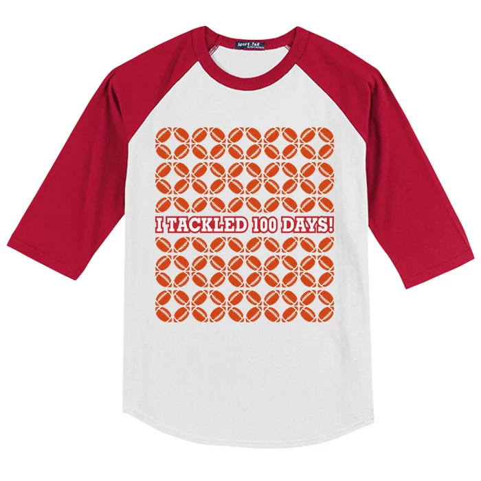 I Tackled 100 Days Of School Football Kids Colorblock Raglan Jersey