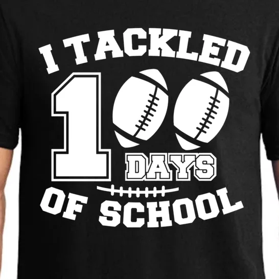 I Tackled 100 Days Of School Funny American Football Teacher Great Gift Pajama Set