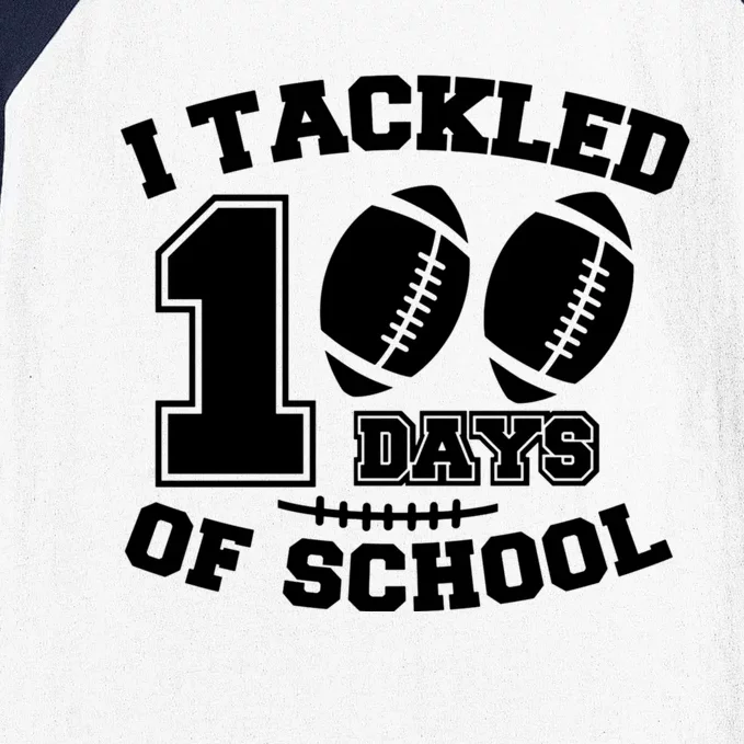 I Tackled 100 Days Of School Funny American Football Teacher Great Gift Baseball Sleeve Shirt