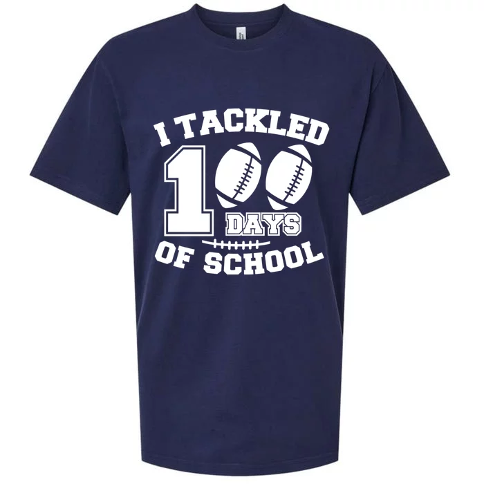 I Tackled 100 Days Of School Funny American Football Teacher Great Gift Sueded Cloud Jersey T-Shirt