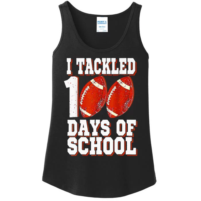 I Tackled 100 Days Of School Football 100th Day Ladies Essential Tank