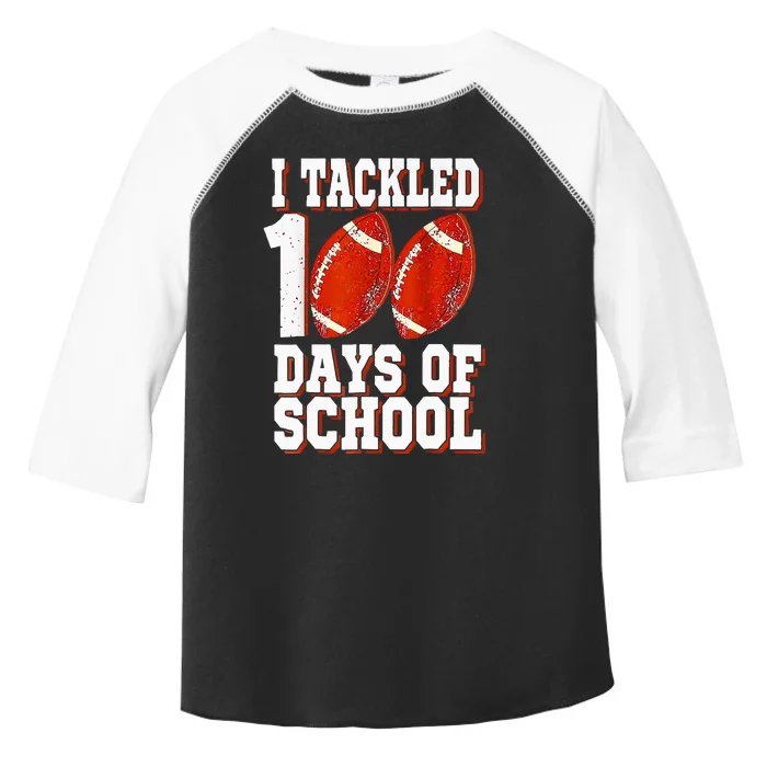 I Tackled 100 Days Of School Football 100th Day Toddler Fine Jersey T-Shirt