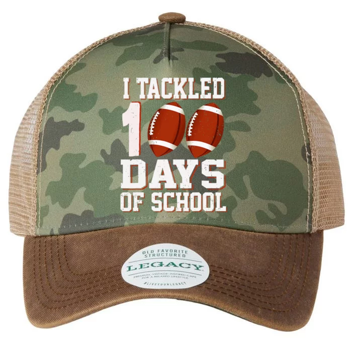 I Tackled 100 Days School 100th Day Football Student Teacher Legacy Tie Dye Trucker Hat