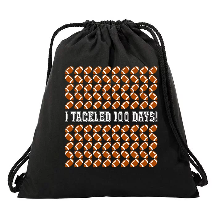 I Tackled 100 Days Of School Funny Football Drawstring Bag