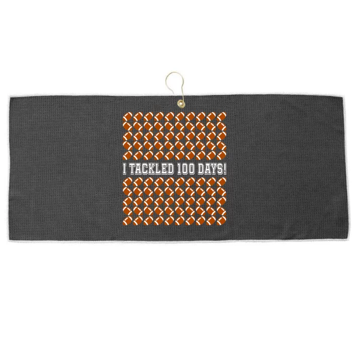 I Tackled 100 Days Of School Funny Football Large Microfiber Waffle Golf Towel