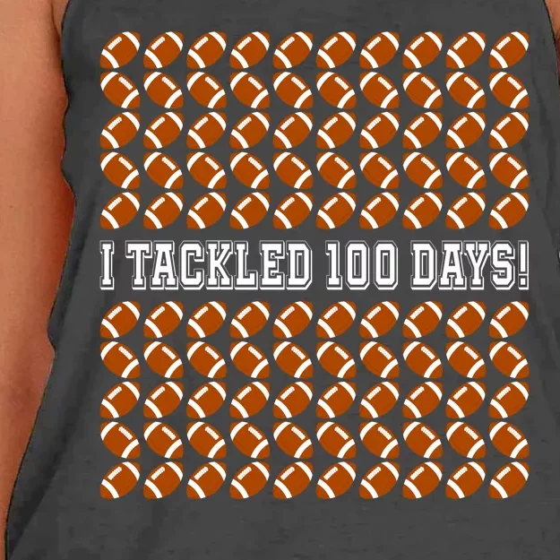 I Tackled 100 Days Of School Funny Football Women's Knotted Racerback Tank