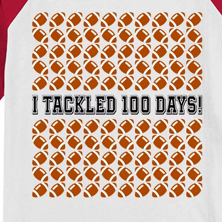 I Tackled 100 Days Of School Funny Football Kids Colorblock Raglan Jersey