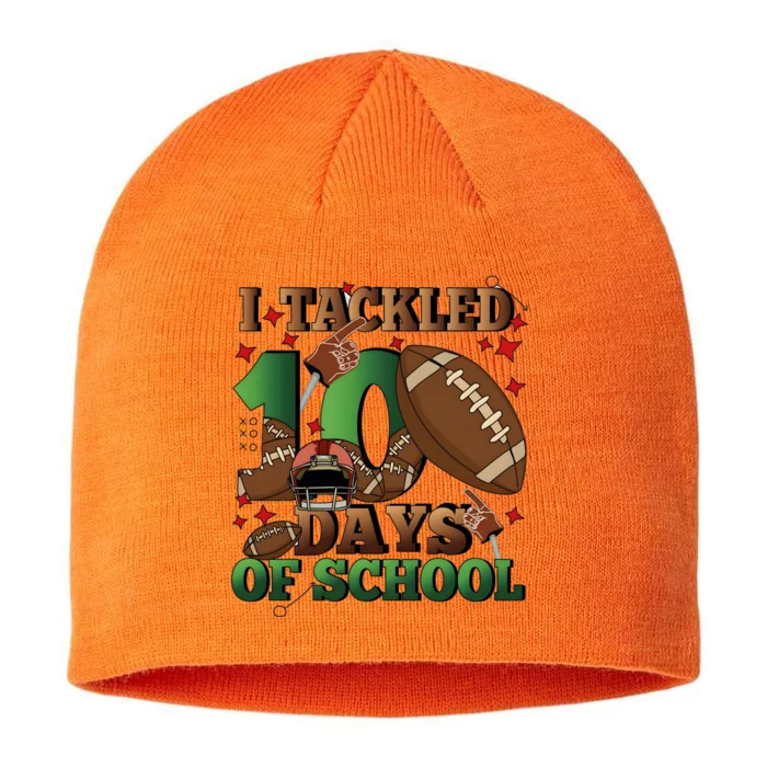 I Tackled 100 Days Of School American Football 8 1/2in Sustainable Knit Beanie