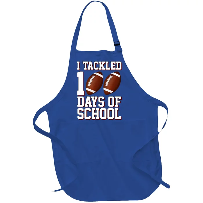 I Tackled 100 Days Of School Football Full-Length Apron With Pocket