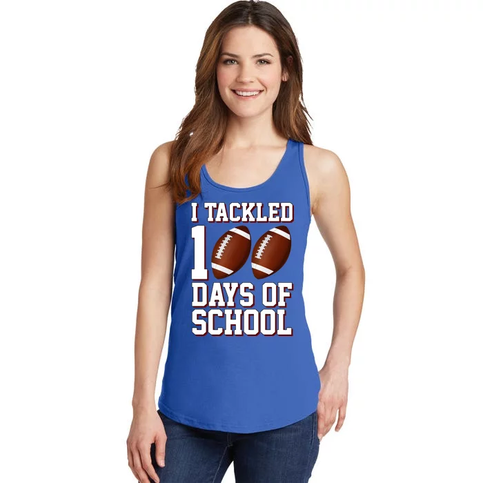 I Tackled 100 Days Of School Football Ladies Essential Tank