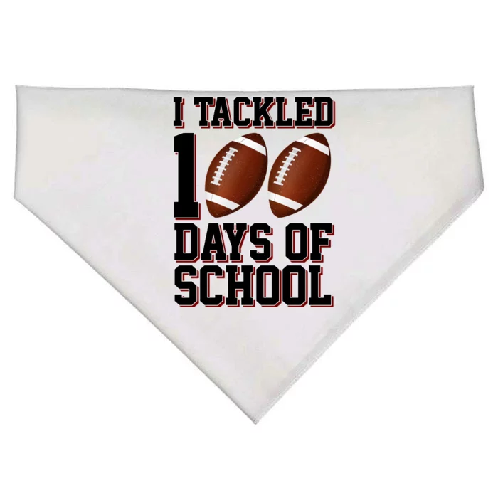 I Tackled 100 Days Of School Football USA-Made Doggie Bandana