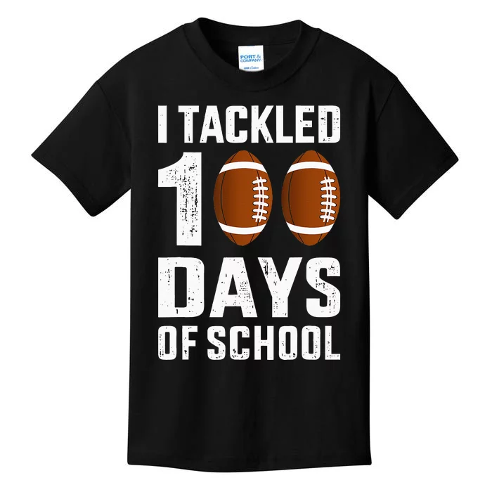 I Tackled 100 Days School 100th Day Football Student Teacher Kids T-Shirt