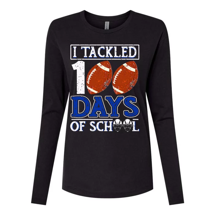 I Tackled 100 Days Of School American Football Lovers Womens Cotton Relaxed Long Sleeve T-Shirt