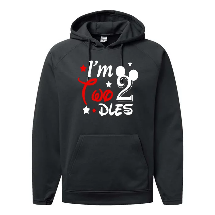 Im Twodles 2nd Birthday Party 2nd Birthday Mouse Performance Fleece Hoodie