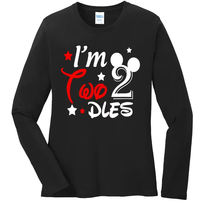 Im Twodles 2nd Birthday Party 2nd Birthday Mouse Ladies Long Sleeve Shirt