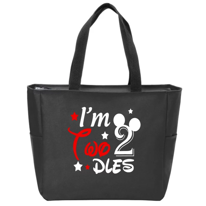 Im Twodles 2nd Birthday Party 2nd Birthday Mouse Zip Tote Bag