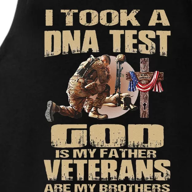 I Took A Dna Test God Is My Father Veterans Are My Brothers Ladies Tri-Blend Wicking Tank