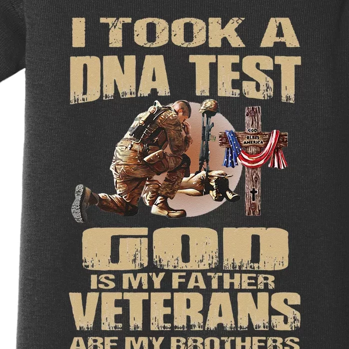 I Took A Dna Test God Is My Father Veterans Are My Brothers Baby Bodysuit