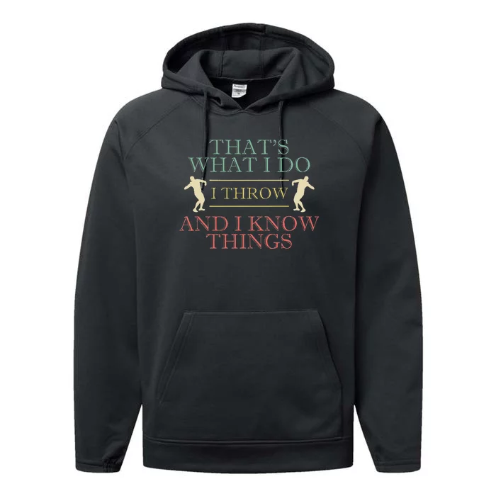 I Throw And Know Things Shot Put Athlete Athletics Putter Performance Fleece Hoodie