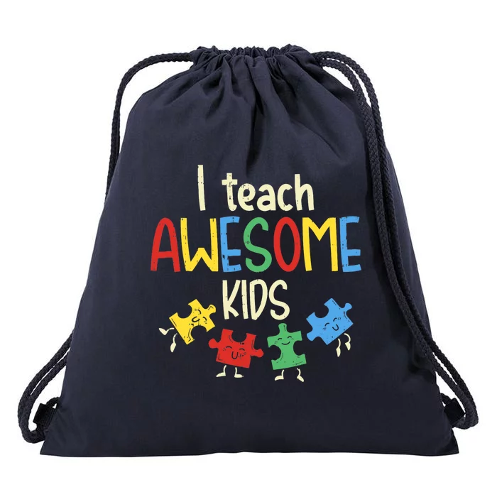 I Teach Awesome Autism Special Education Teacher Drawstring Bag