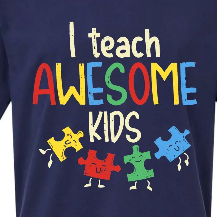 I Teach Awesome Autism Special Education Teacher Sueded Cloud Jersey T-Shirt