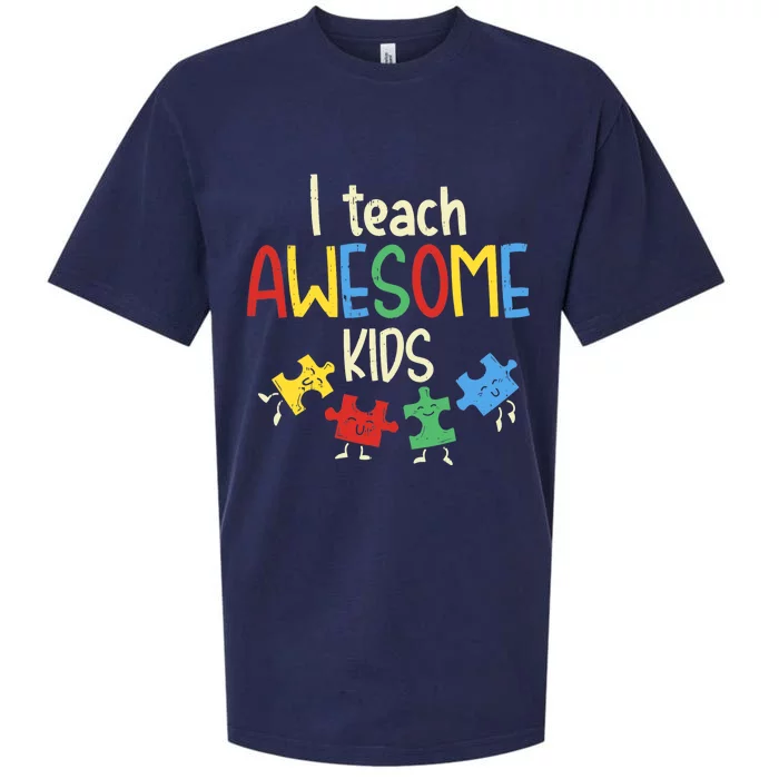 I Teach Awesome Autism Special Education Teacher Sueded Cloud Jersey T-Shirt