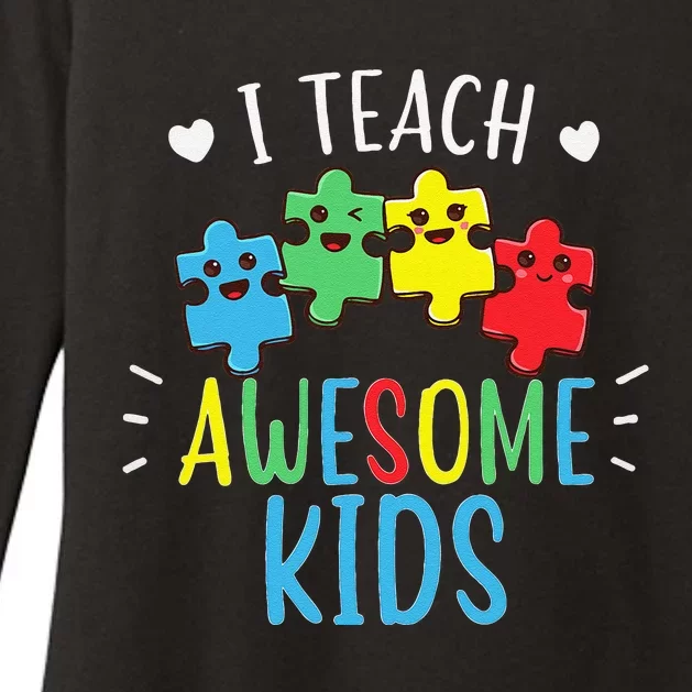 I Teach Awesome Autism Awareness Sped Teacher Womens CVC Long Sleeve Shirt