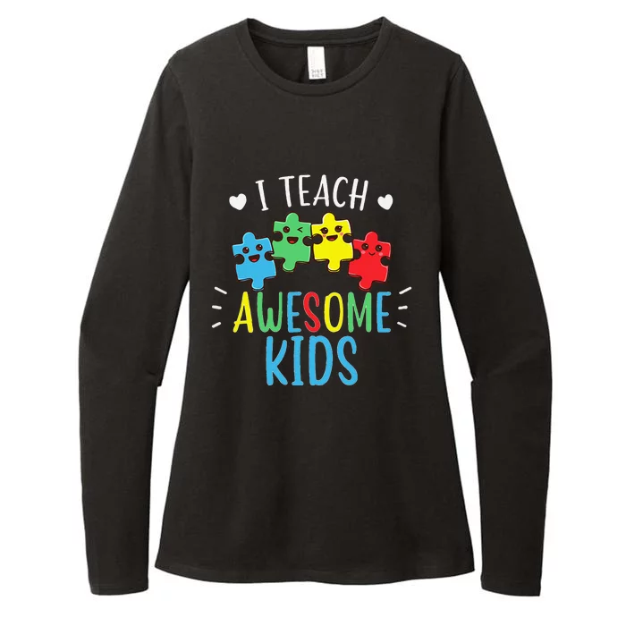 I Teach Awesome Autism Awareness Sped Teacher Womens CVC Long Sleeve Shirt