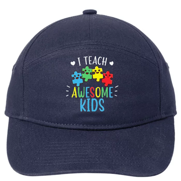 I Teach Awesome Autism Awareness Sped Teacher 7-Panel Snapback Hat