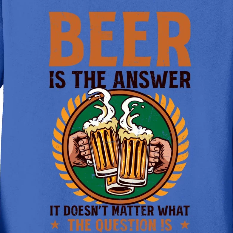 Is The Answer Design Bbq Beer Freedom Gift Kids Long Sleeve Shirt