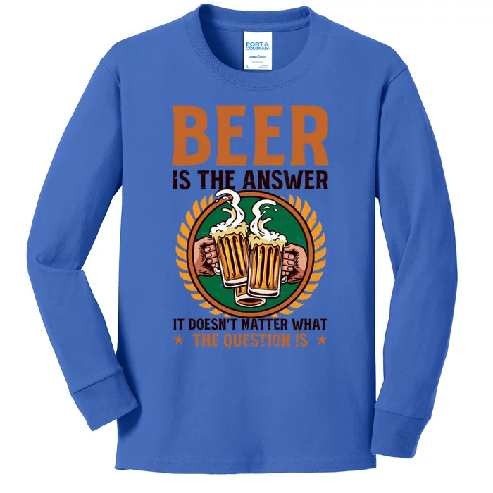 Is The Answer Design Bbq Beer Freedom Gift Kids Long Sleeve Shirt