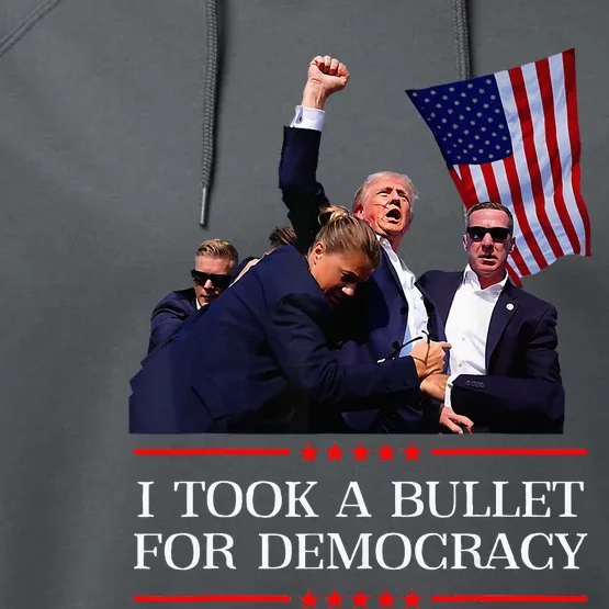 I Took A Bullet For Democracy Expresident Saying Election Performance Fleece Hoodie