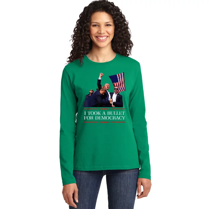 I Took A Bullet For Democracy Expresident Saying Election Ladies Long Sleeve Shirt