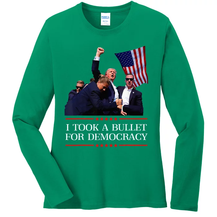 I Took A Bullet For Democracy Expresident Saying Election Ladies Long Sleeve Shirt