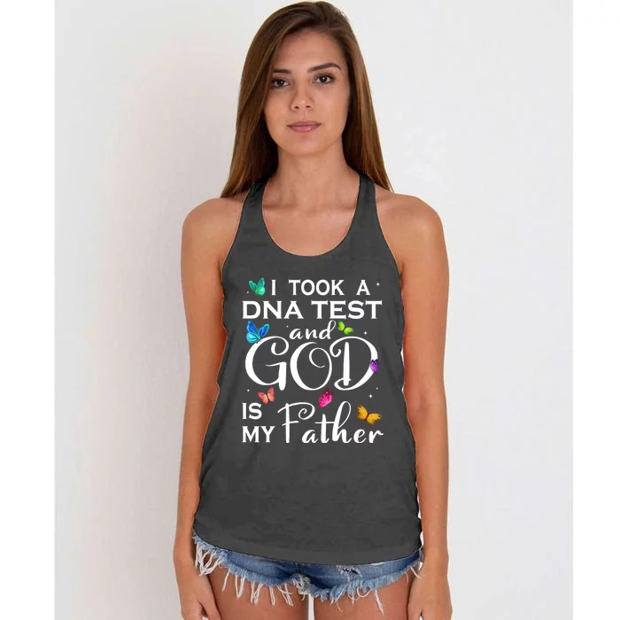 I Took A Dna Test And God Is My Father Women's Knotted Racerback Tank