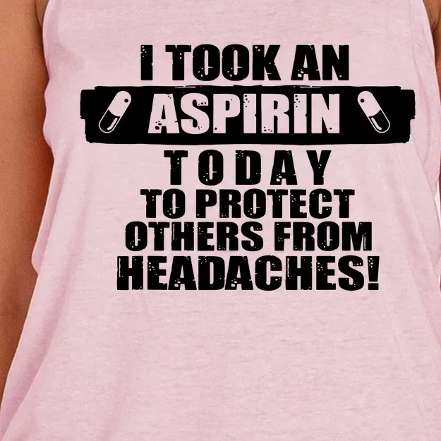 I Took An Aspirin Today To Protect Others From Headaches Women's Knotted Racerback Tank