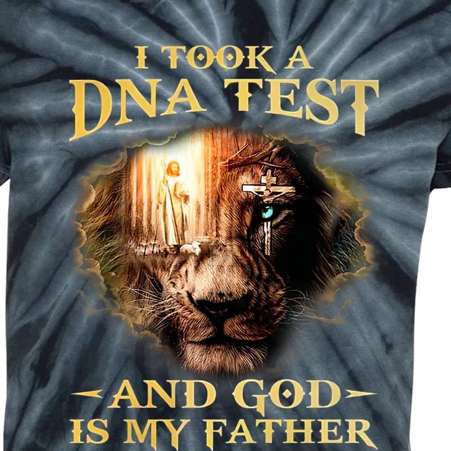 I Took A Dna Test And God Is My Father Lion Jesus Kids Tie-Dye T-Shirt