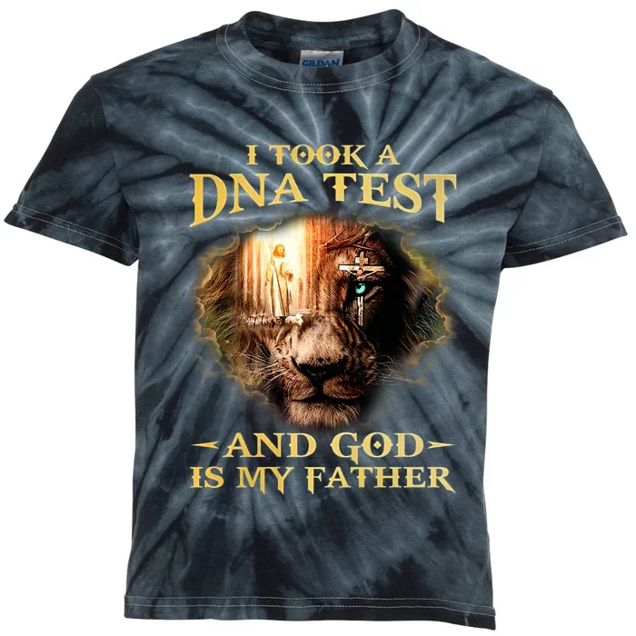 I Took A Dna Test And God Is My Father Lion Jesus Kids Tie-Dye T-Shirt