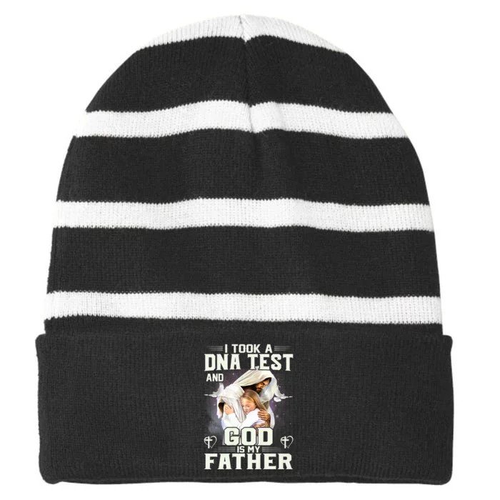 I Took A Dna Test An God Is My Father Striped Beanie with Solid Band