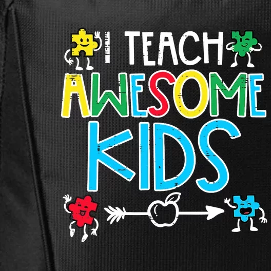 I Teach Awesome Autism Awareness Sped Teacher Me City Backpack