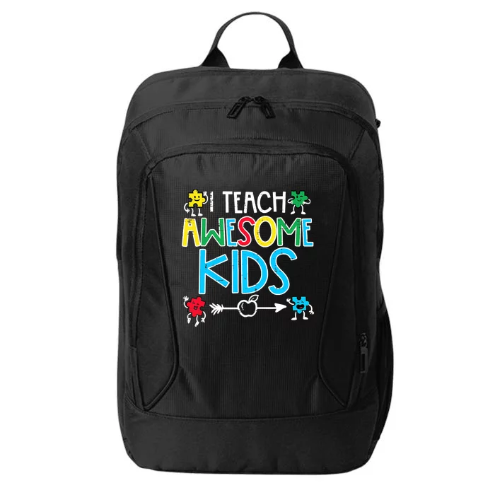 I Teach Awesome Autism Awareness Sped Teacher Me City Backpack