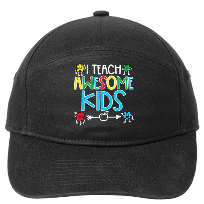 I Teach Awesome Autism Awareness Sped Teacher Me 7-Panel Snapback Hat