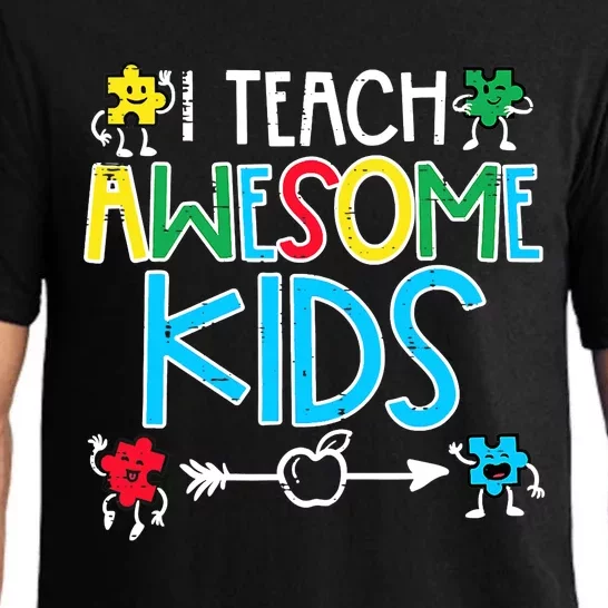 I Teach Awesome Autism Awareness Sped Teacher Me Pajama Set