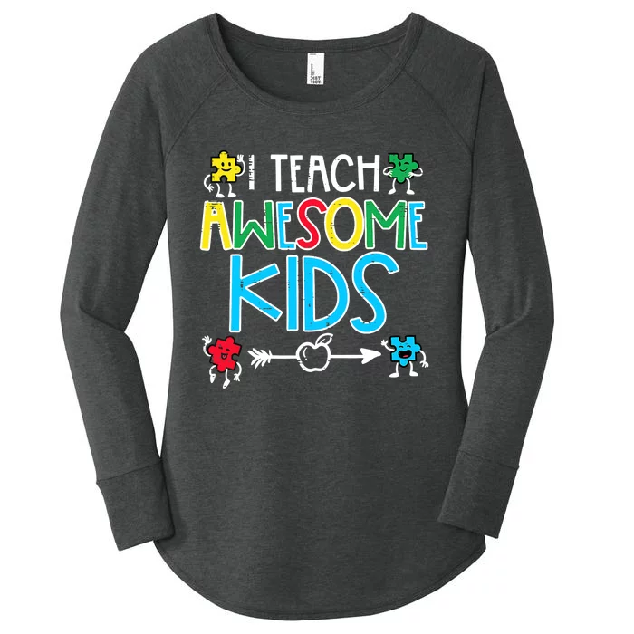 I Teach Awesome Autism Awareness Sped Teacher Me Women's Perfect Tri Tunic Long Sleeve Shirt