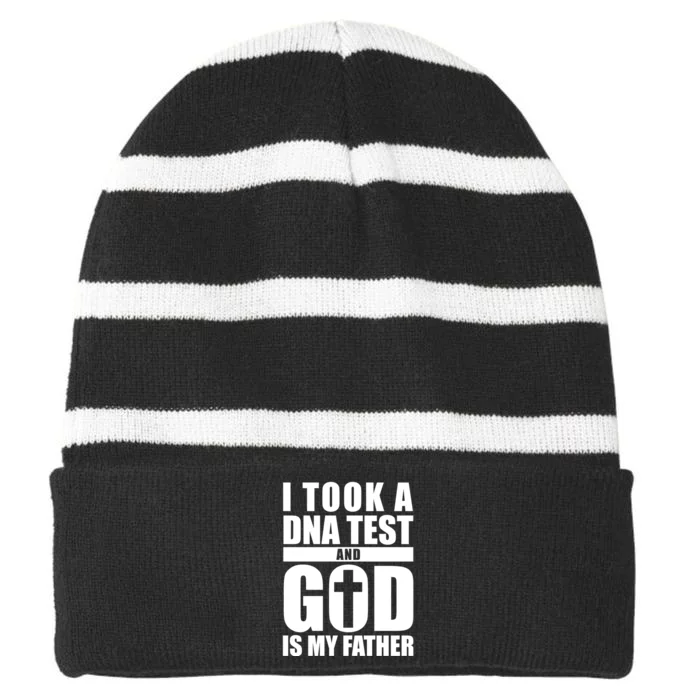 I Took A Dna Test And God Is My Father Christianity Striped Beanie with Solid Band