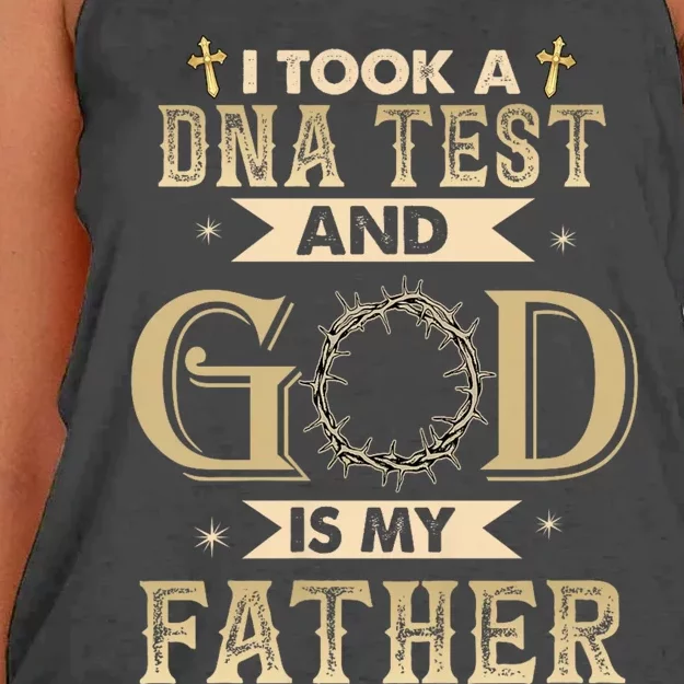 I Took A Dna Test And God Is My Father Christian Religious Women's Knotted Racerback Tank